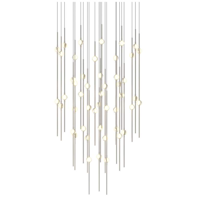 Image 1 Aries 24.75"W Round Nickel 2700K Short White Shade LED Pendant