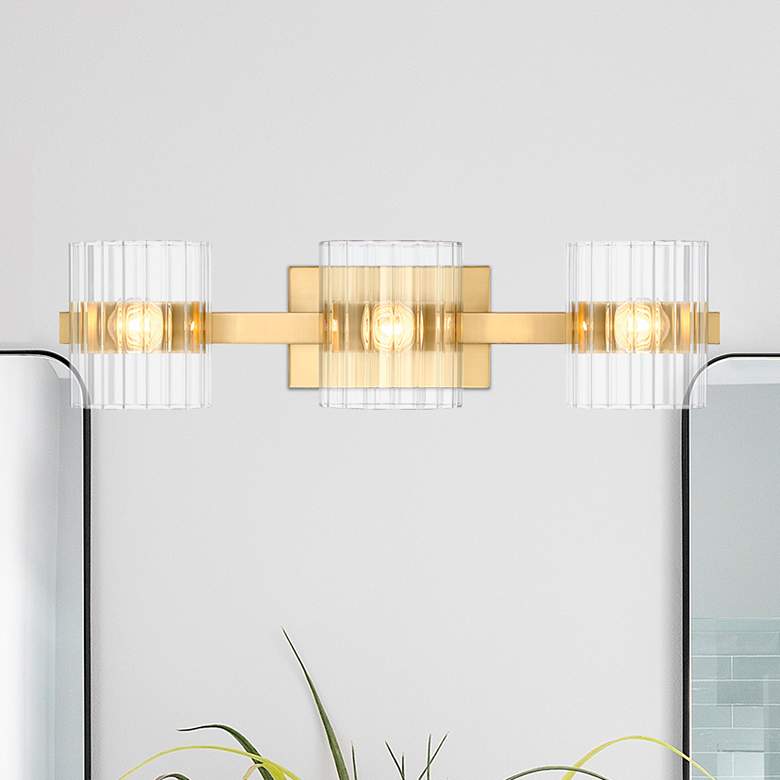 Image 1 Aries 24 1/4" Wide Brushed Gold 3-Light Bath Light