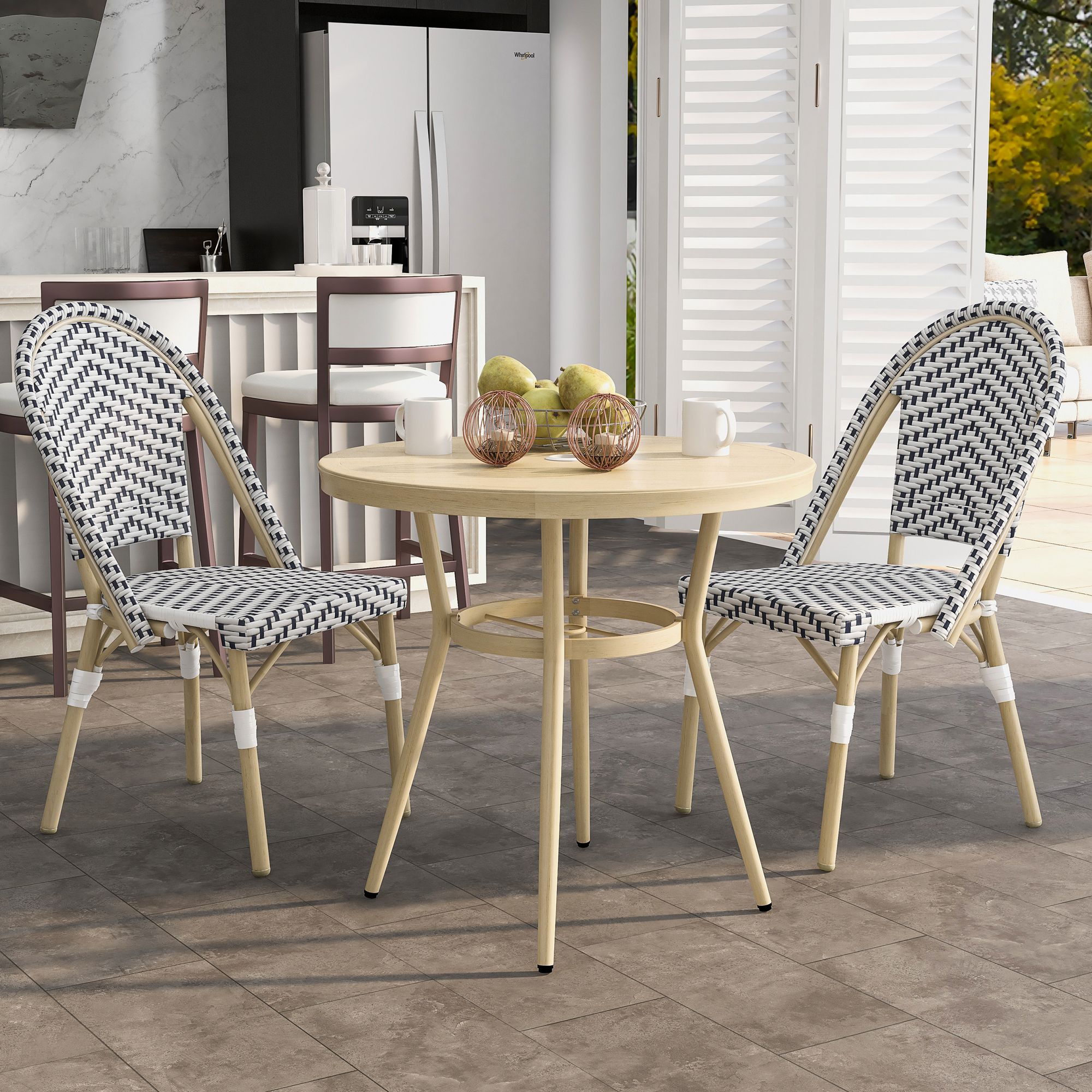 White outdoor discount bistro table set