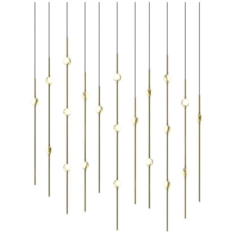 Image 1 Aries 35.5"W Rectangle Brass 3000K Short White Shade LED Pendant