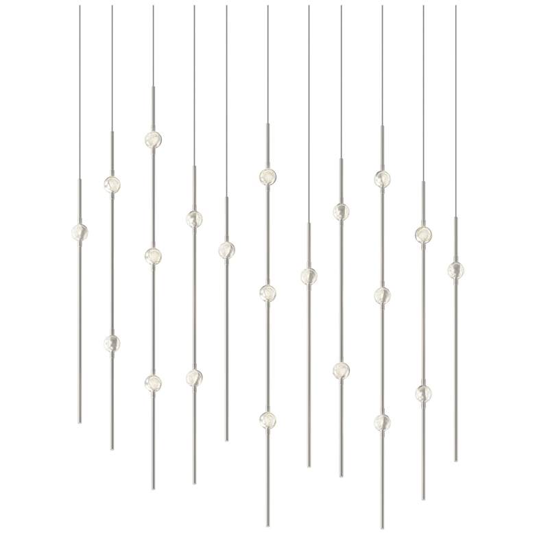 Image 1 Aries 35.5"W Rectangle Nickel 3000K Long Clear Shade LED Pendant