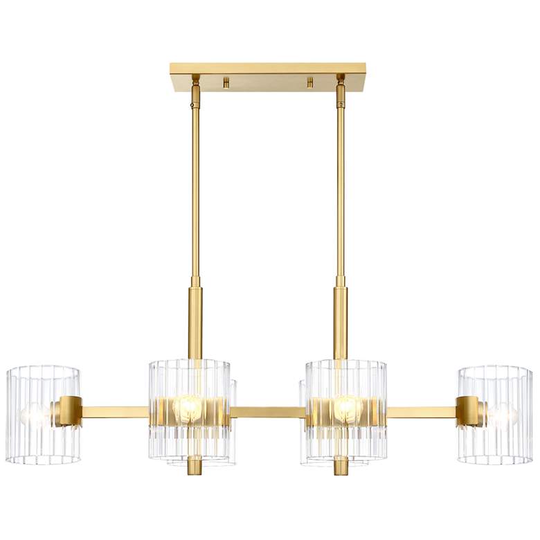 Image 1 Aries 36 in. 6-Light Brushed Gold Transitional Island Pendant Light