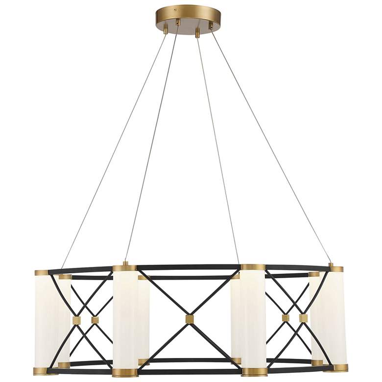 Image 1 Aries 8-Light LED Pendant in Matte Black with Burnished Brass Accents