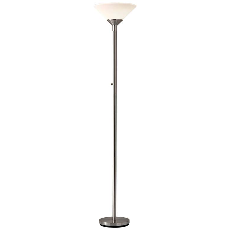 Image 2 Aries Brushed Steel Torchiere Floor Lamp