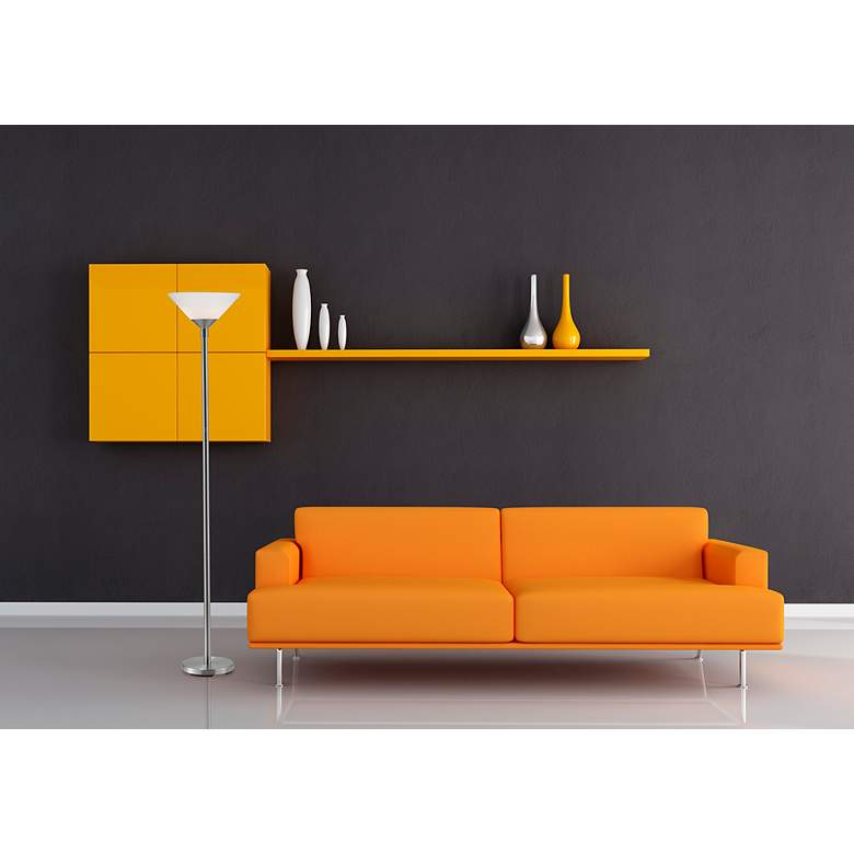Image 3 Aries Brushed Steel Torchiere Floor Lamp more views