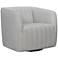 Aries Dove Gray Leather Swivel Tufted Barrel Chair