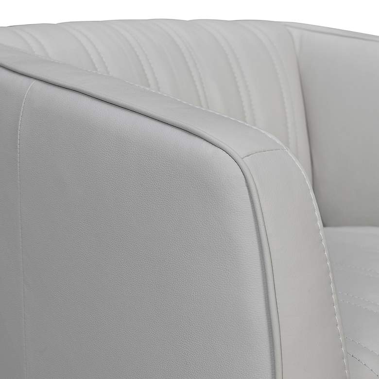 Image 3 Aries Dove Gray Leather Swivel Tufted Barrel Chair more views
