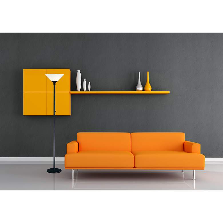 Image 2 Aries Matte Black Torchiere Floor Lamp more views
