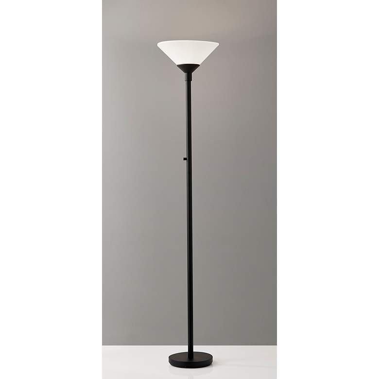 Image 3 Aries Matte Black Torchiere Floor Lamp more views
