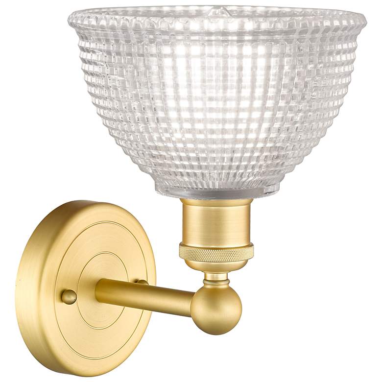 Image 2 Arietta 10" High Satin Gold Sconce w/ Clear Shade more views
