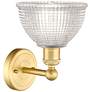 2_Arietta 10" High Satin Gold Sconce w/ Clear Shade more views