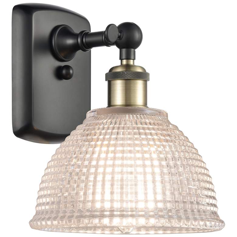 Image 1 Arietta 10" High Black Brass Sconce w/ Clear Shade