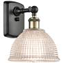 Arietta 10" High Black Brass Sconce w/ Clear Shade