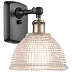 Arietta 10" High Black Brass Sconce w/ Clear Shade