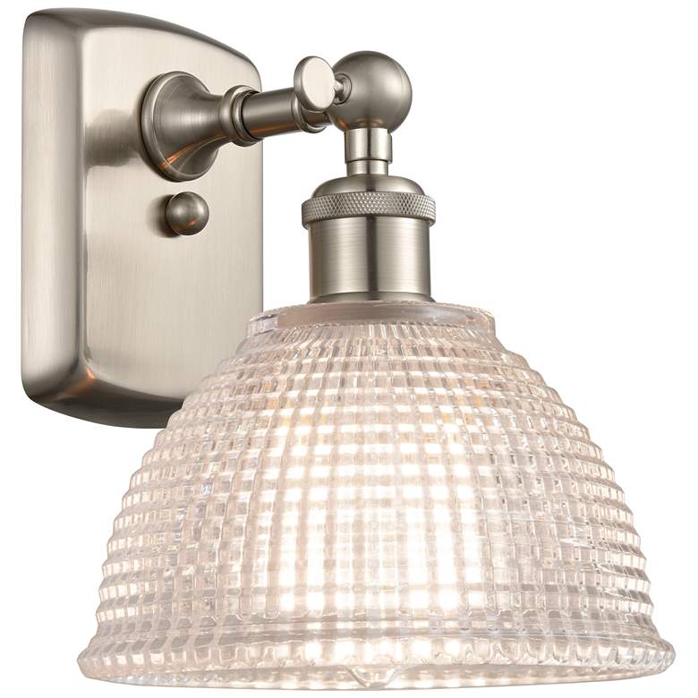 Image 1 Arietta 10" High Brushed Satin Nickel Sconce w/ Clear Shade