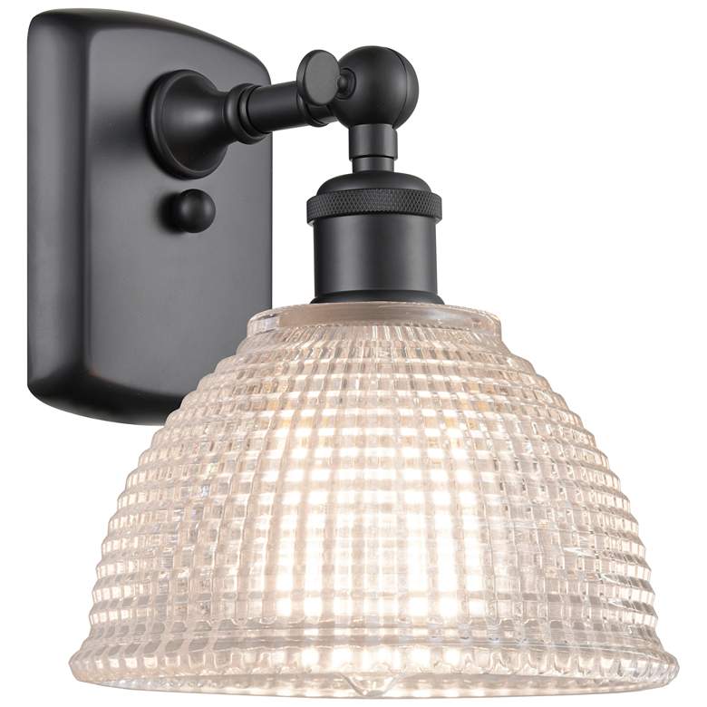Image 1 Arietta 10" High Matte Black Sconce w/ Clear Shade