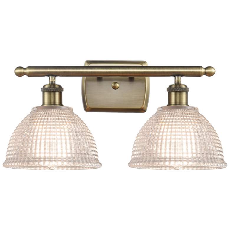 Image 1 Arietta 16" Wide 2 Light Antique Brass Bath Vanity Light w/ Clear Shad