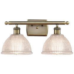 Arietta 16" Wide 2 Light Antique Brass Bath Vanity Light w/ Clear Shad