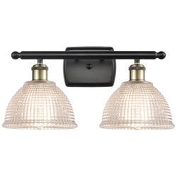 Arietta 16" Wide 2 Light Black Brass Bath Vanity Light w/ Clear Shade