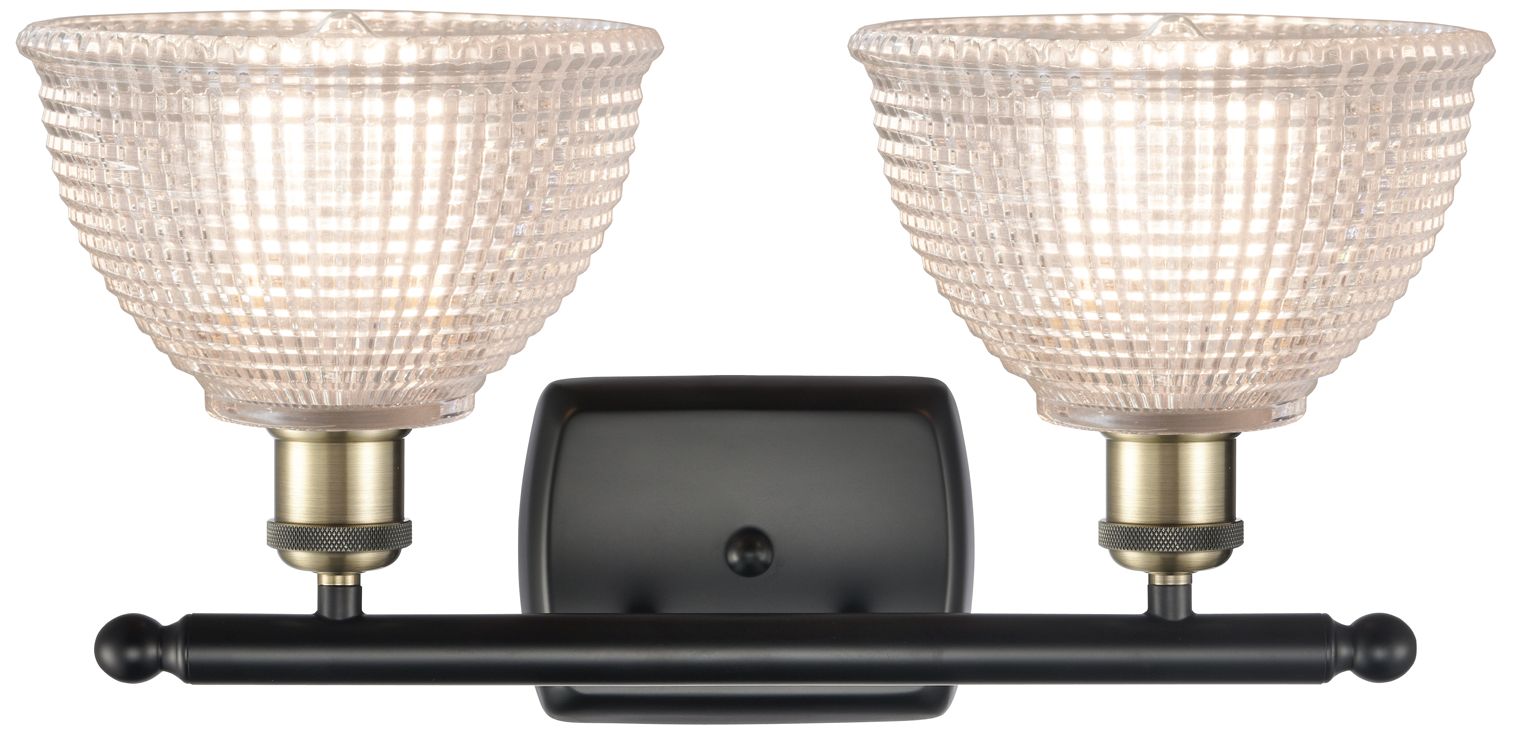 Image 2 Arietta 16" Wide 2 Light Black Brass Bath Vanity Light w/ Clear Shade more views