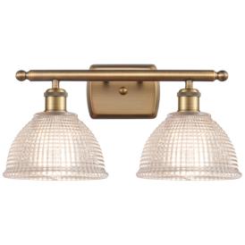 Arietta 16" Wide 2 Light Brushed Brass Bath Vanity Light w/ Clear Shad Arietta 16" Wide 2 Light Brushed Brass Bath Vanity Light w/ Clear Shad