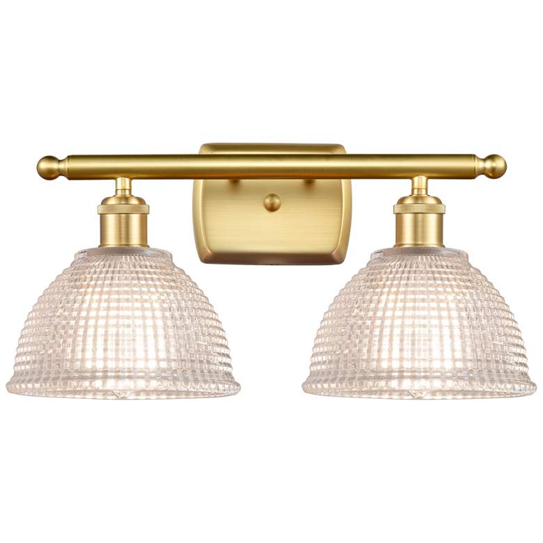 Image 1 Arietta 16" Wide 2 Light Satin Gold Bath Vanity Light w/ Clear Shade