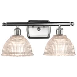 Arietta 16"W 2 Light Brushed Satin Nickel Bath Vanity Light w/ Clear S