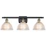 Arietta 26" Wide 3 Light Black Brass Bath Vanity Light w/ Clear Shade