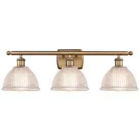 Arietta 26" Wide 3 Light Brushed Brass Bath Vanity Light w/ Clear Shad Arietta 26" Wide 3 Light Brushed Brass Bath Vanity Light w/ Clear Shad