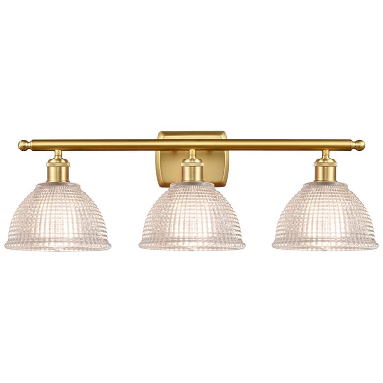 Image 1 Arietta 26" Wide 3 Light Satin Gold Bath Vanity Light w/ Clear Shade