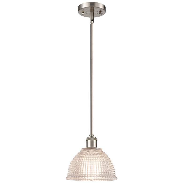 Image 1 Arietta 8" LED Mini Pendant - Brushed Satin Nickel - Clear Shade