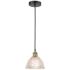 Arietta 8" Wide Black Brass Corded Mini Pendant With Clear Shade