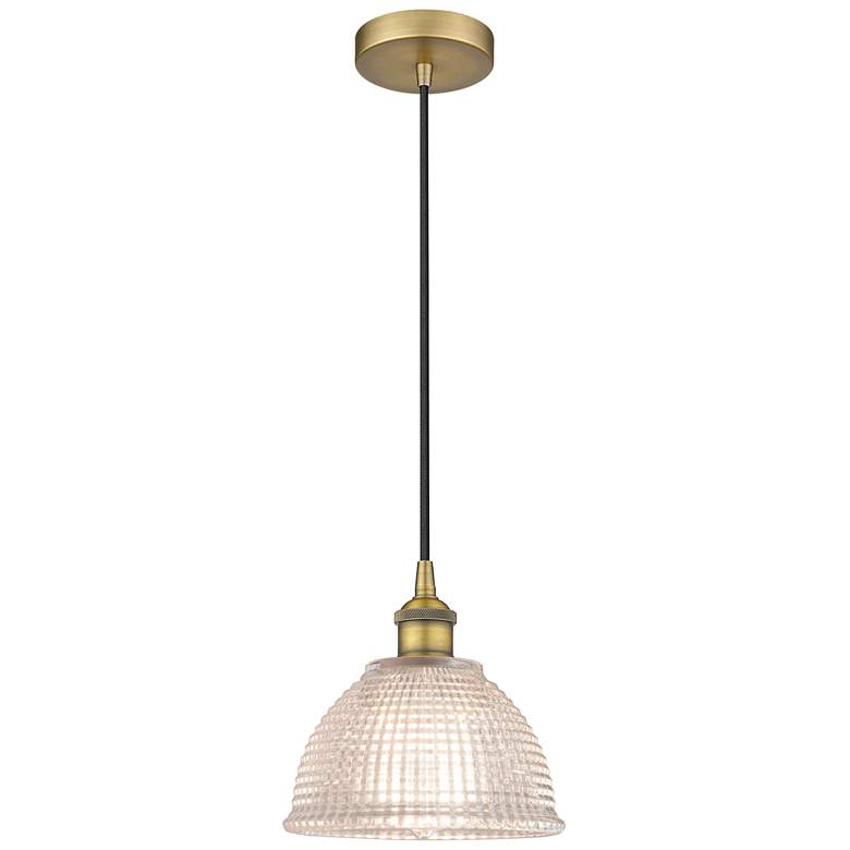 Image 1 Arietta 8" Wide Brushed Brass with Clear Glass Mini Pendant