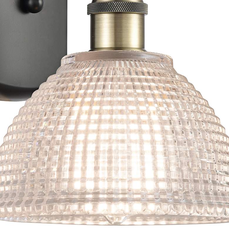Image 2 Arietta 8"H Black and Brass LED Sconce w/ Halophane Glass more views