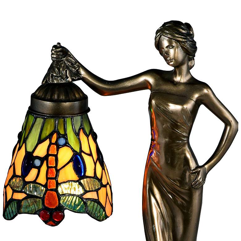 Arinna 16 1/2&quot;H Cast Bronze Tiffany-Style Accent Table Lamp more views