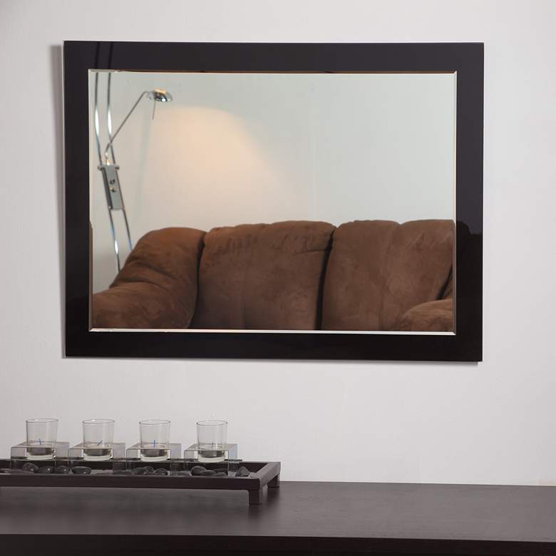 Image 5 Aris Black Glass 23 1/2 inch x 31 1/2 inch Bathroom Wall Mirror more views