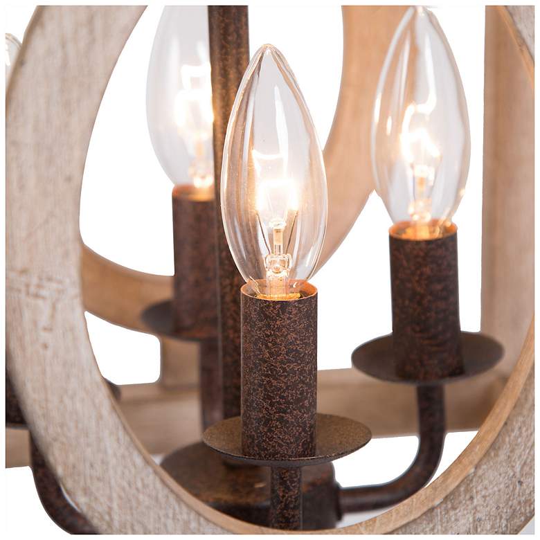 Image 3 Arisaema 11"W Distressed Wood and Aged Iron 4-Light Pendant more views