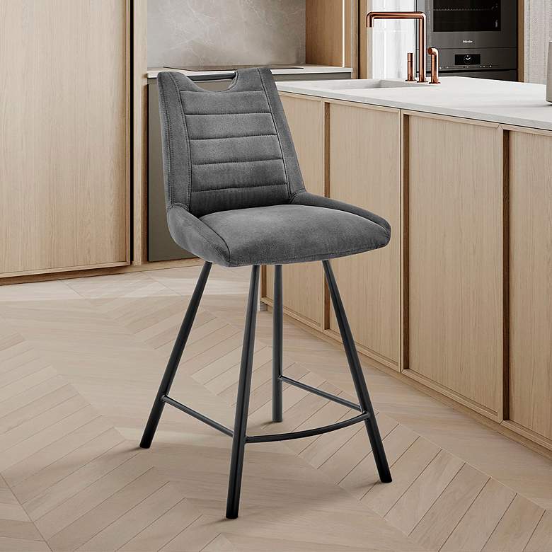 Arizona 26&quot; Charcoal Fabric Tufted Counter Stool