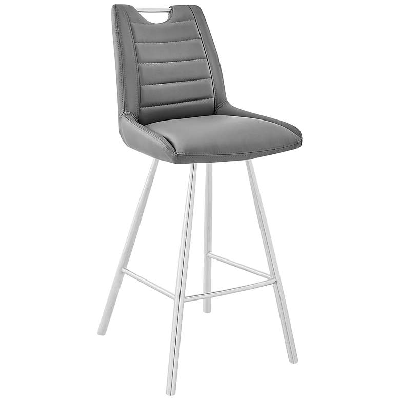 Image 2 Arizona 30" Charcoal Faux Leather Tufted Bar Stool