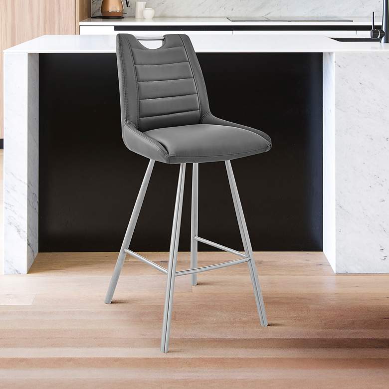 Image 1 Arizona 30" Charcoal Faux Leather Tufted Bar Stool