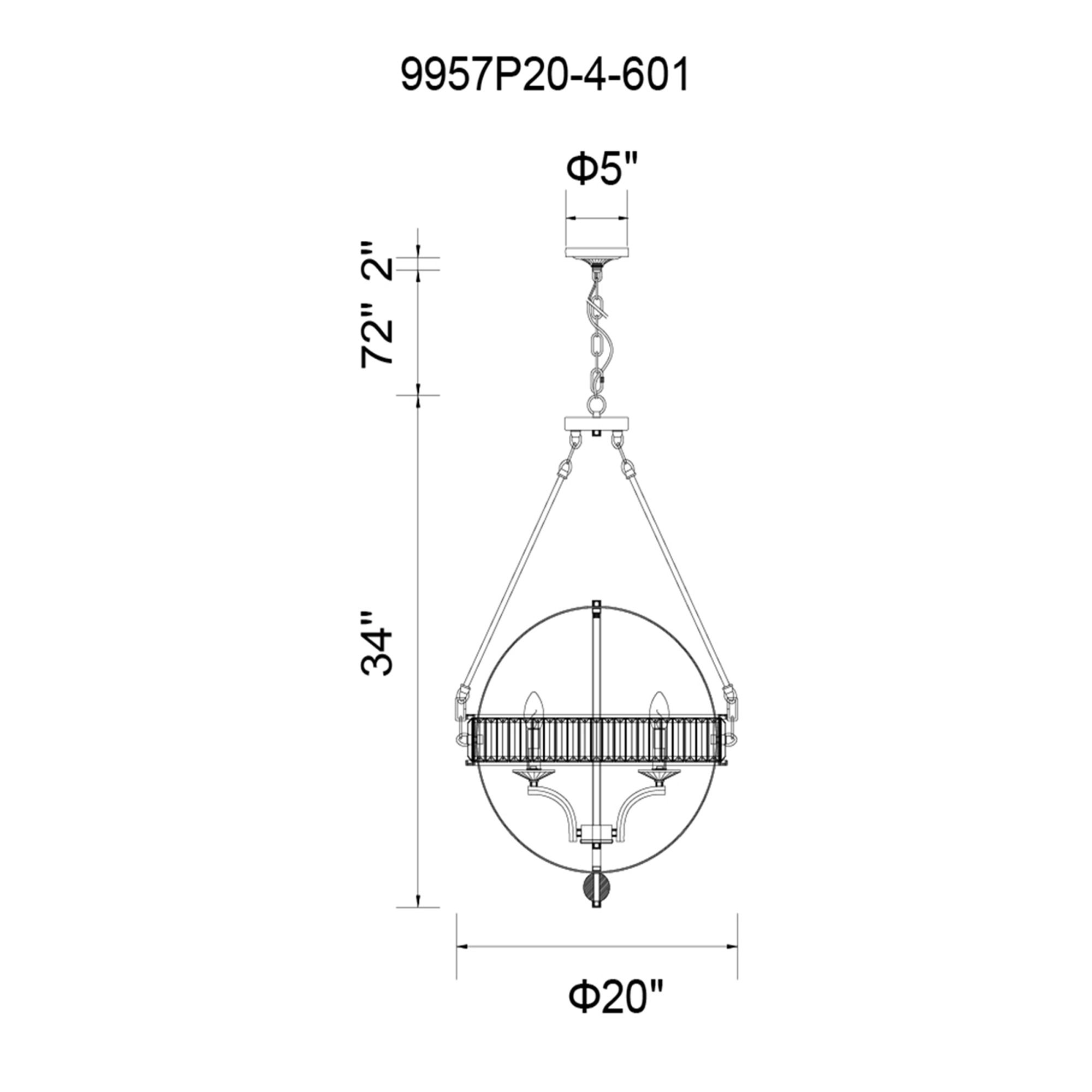Arkansas 20" Wide Chrome 4-Light Chandelier