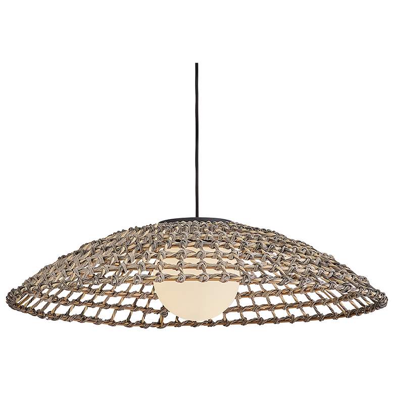 Image 4 Arlen 21 3/4" High Black and Rattan Outdoor Hanging Light more views