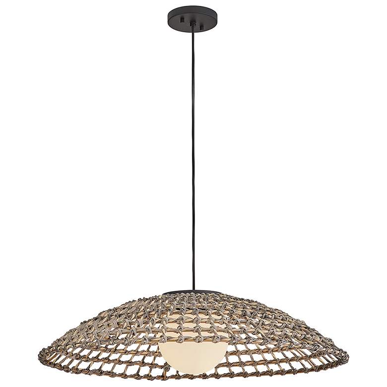 Image 6 Arlen 21 3/4" High Black and Rattan Outdoor Hanging Light more views