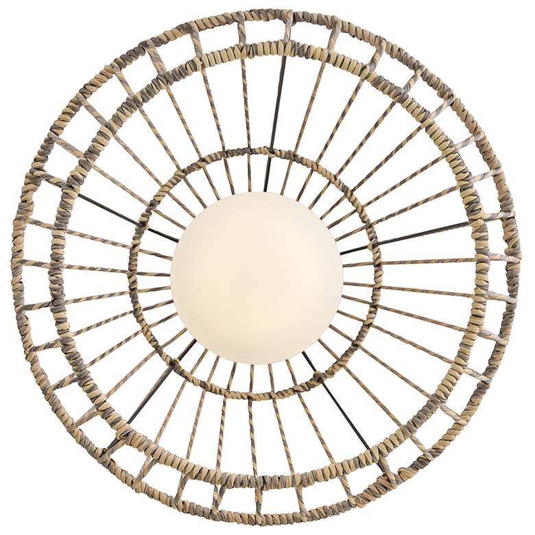 Image 5 Arlen 24" Wide Black and All-Weather Rattan Pendant Light more views