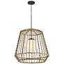 6_Arlen 24" Wide Black and All-Weather Rattan Pendant Light more views