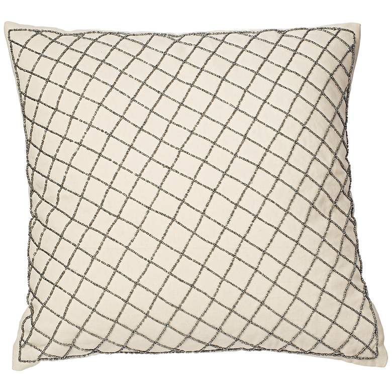 Image 1 Arlequin Pewter 18 inch Square Beaded Accent Pillow