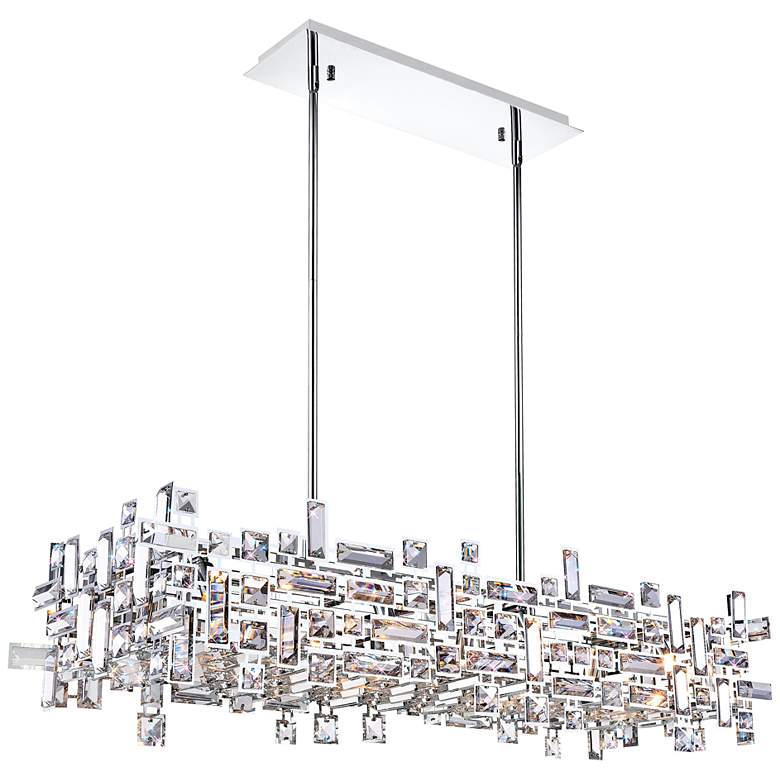Image 1 Arley 35" Wide Chrome with Clear Crystal Island Chandelier
