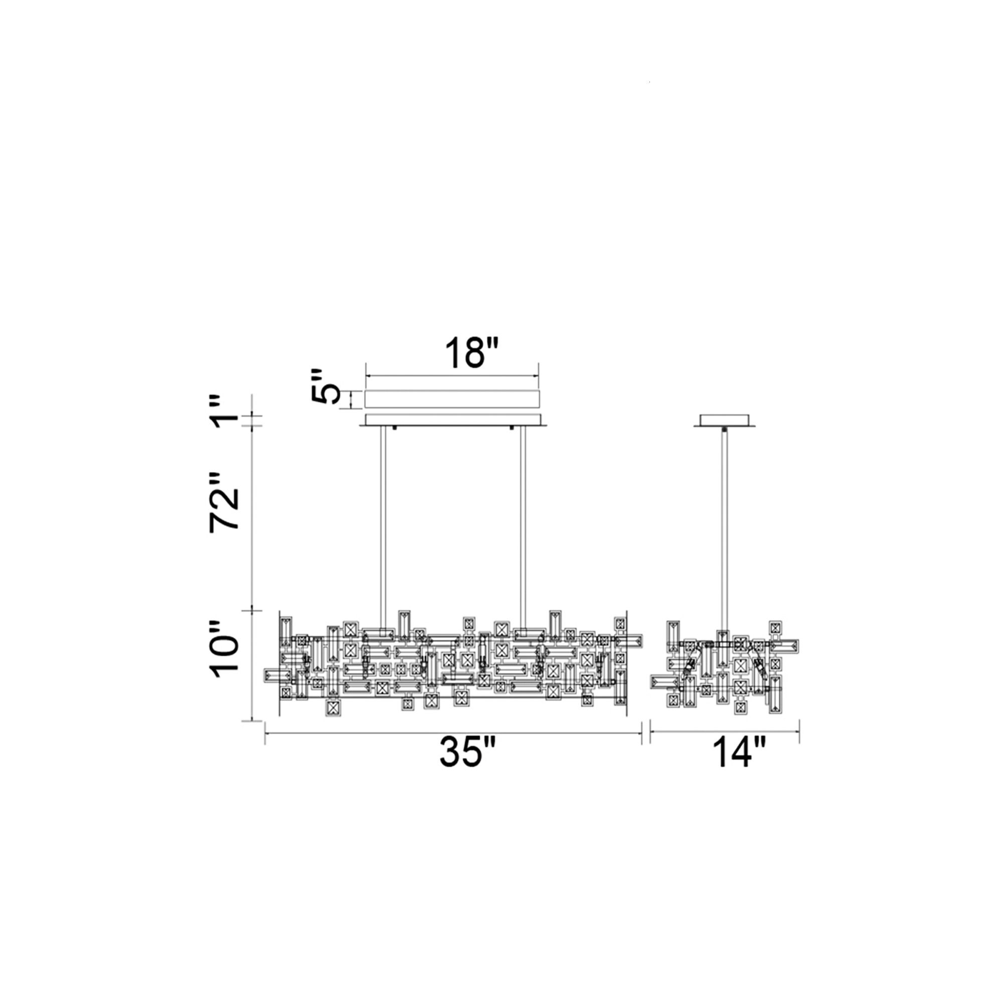 Arley 35" Wide Chrome with Clear Crystal Island Chandelier