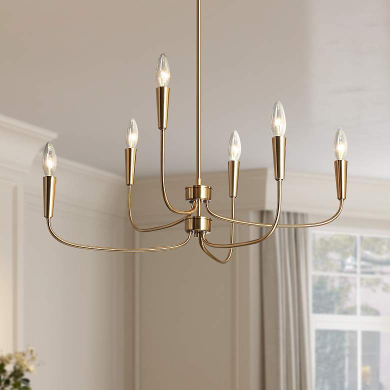 Image 1 Arlin 26.8" Wide Gold 6-Light Candle Chandelier