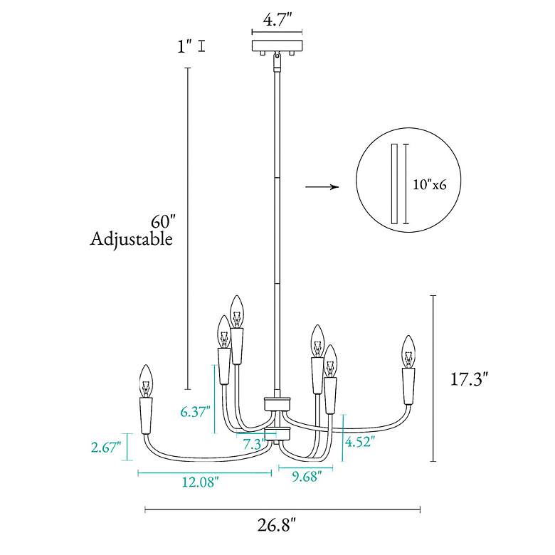 Image 7 Arlin 26.8" Wide Gold 6-Light Candle Chandelier more views